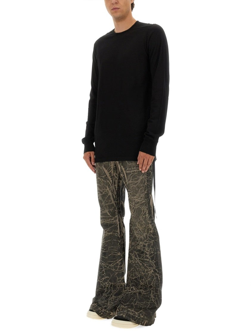 Drkshdw By Rick Owens Distressed Black Flared Denim Pants With Five-Pocket Design