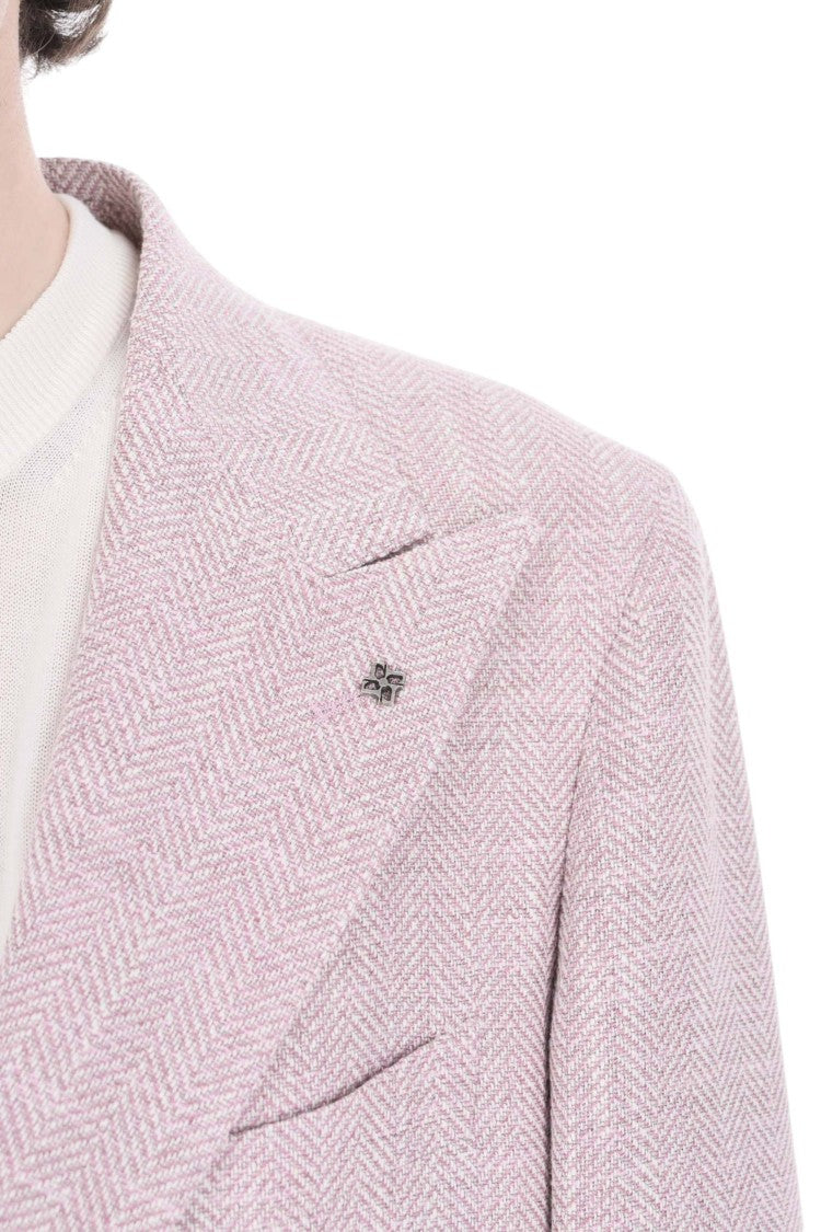 Tagliatore Pino Lerario Herringbone Wool-Linen Blazer
