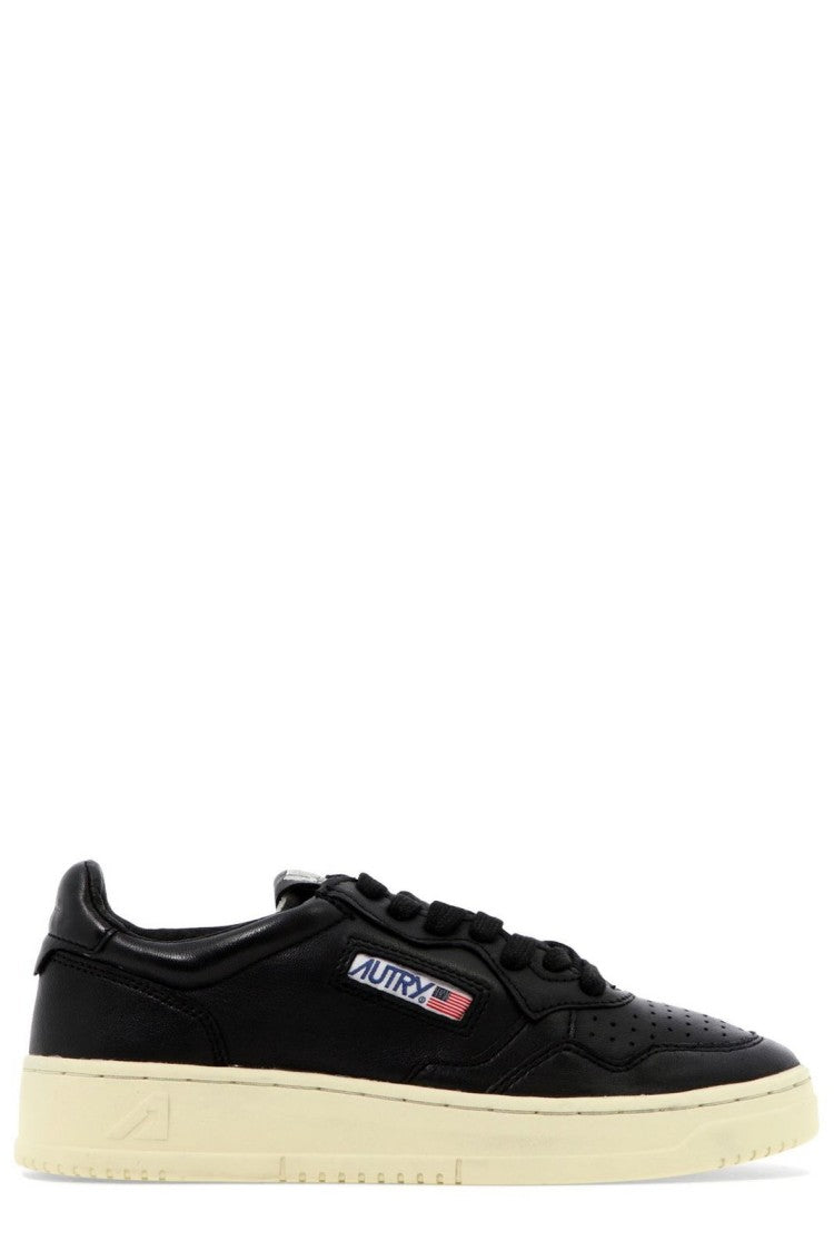 Autry Goatskin Black Low-Top Medalist Sneakers