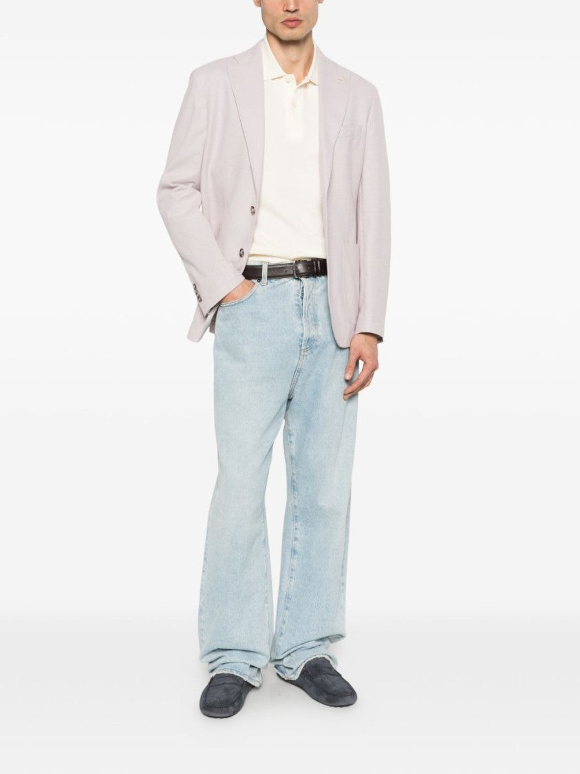 Manuel Ritz Single-Breasted Cotton Notch Lapels Jacket