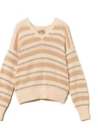 Twin-Set Fuzzy Striped Knit Sweater With V-Neckline