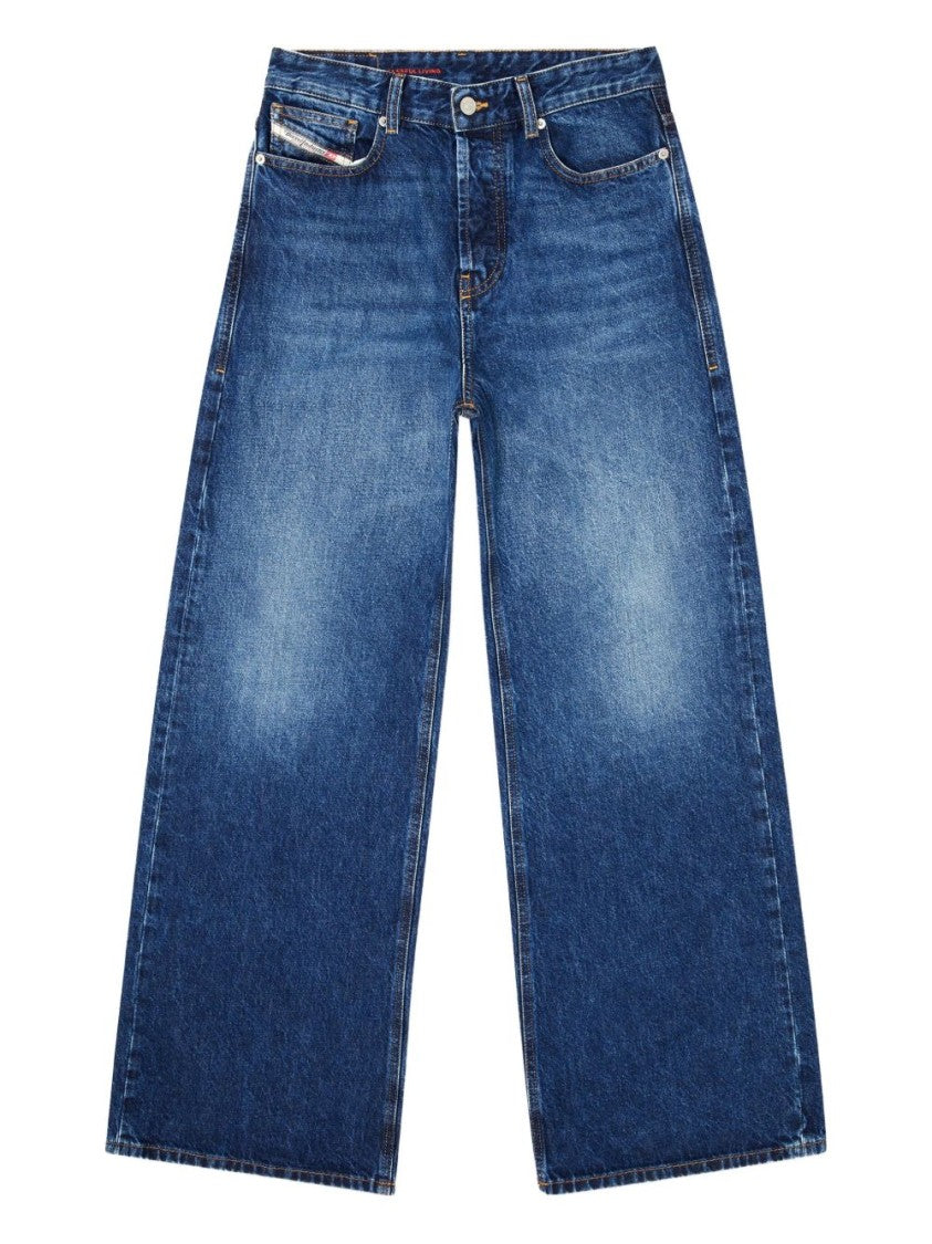 Diesel Indigo Blue Appliqué Logo Jeans