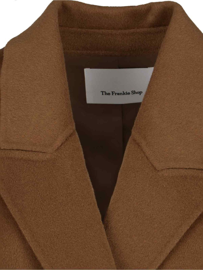 The Frankie Shop Double-Breasted Wool Blend Coat With Classic Lapel