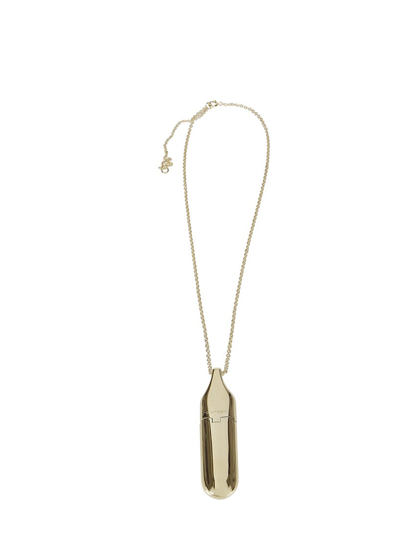 Courrèges Brass Necklace With Flask Pendant