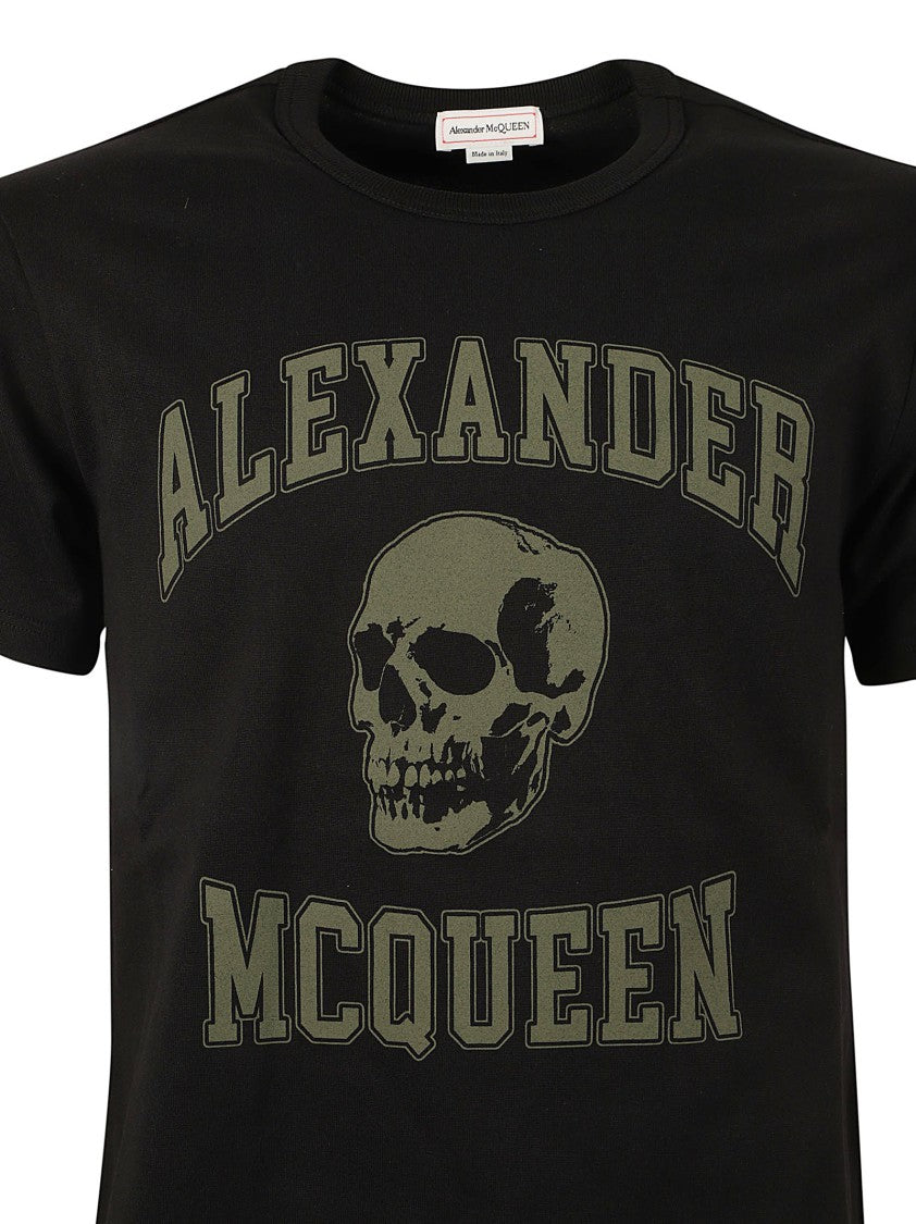 Alexander Mcqueen Black Cotton T-Shirt With Bold Skull Graphic