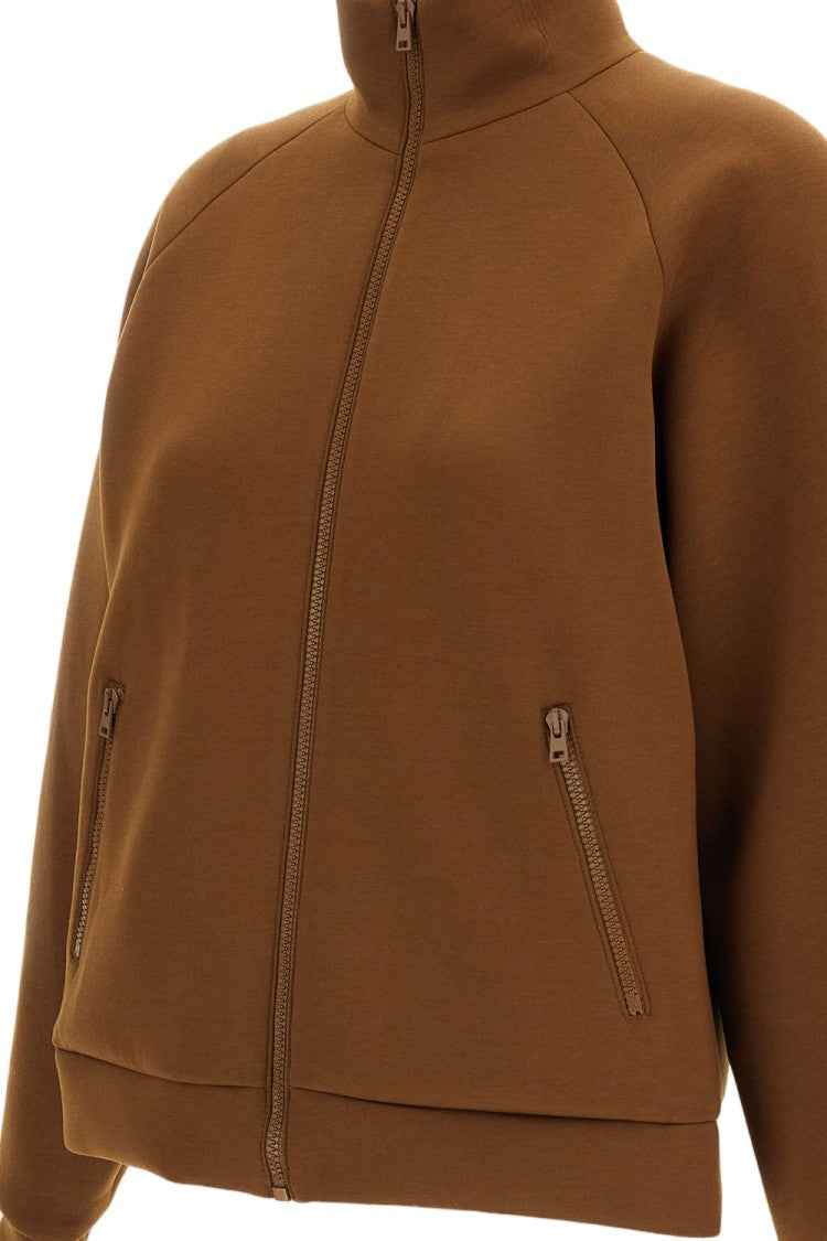 Irie' Brown High Collar Zip-Up Cropped Jacket