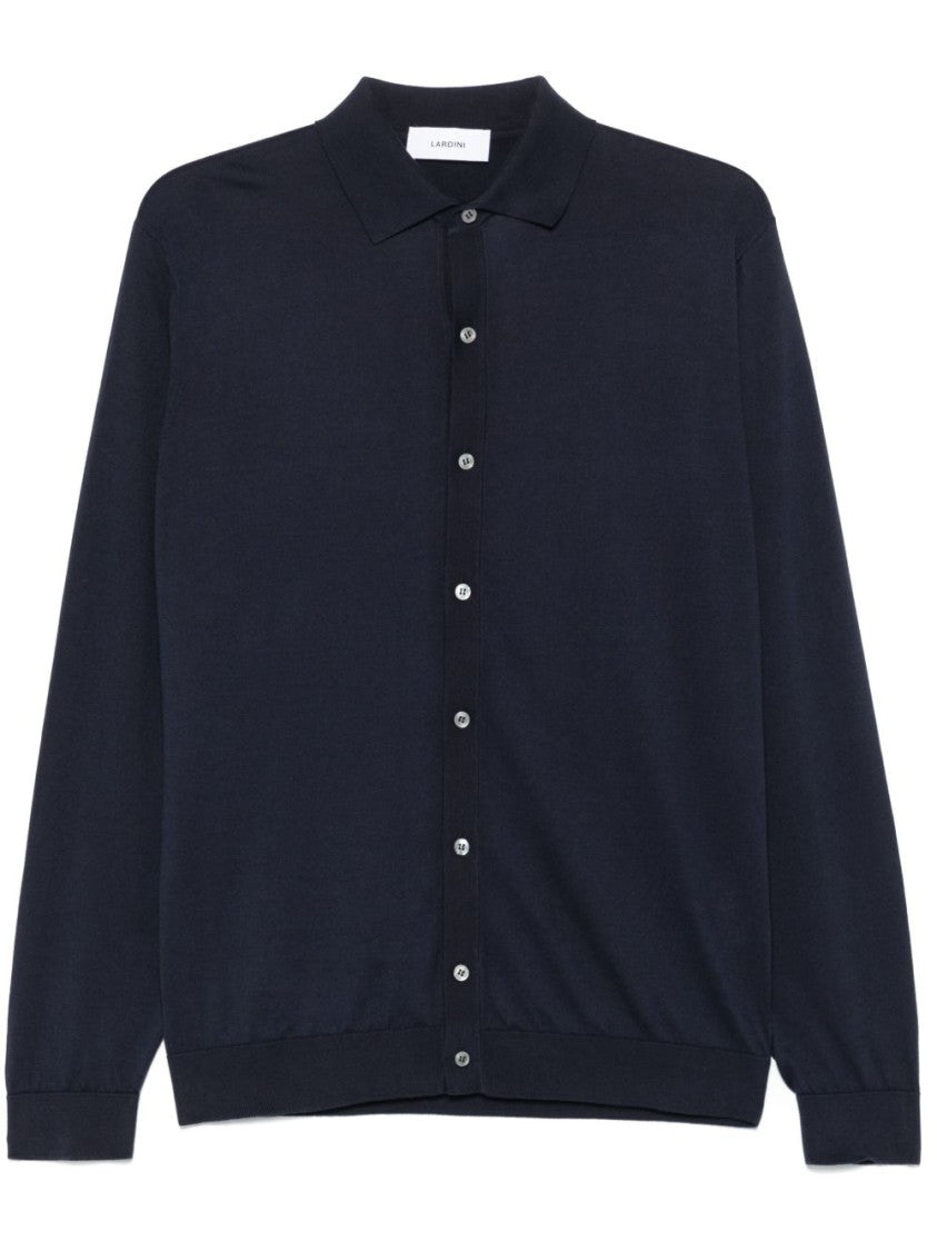 Lardini Tailored Black Button-Up Shirt With Smooth Texture