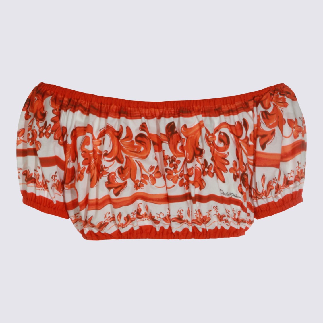 Dolce & Gabbana Off-Shoulder Crop Top With Baroque-Inspired Design