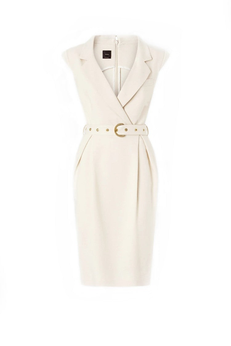 Pinko White Amadine Wrap-Effect Eyelet Belt Viscose-Blend Dress