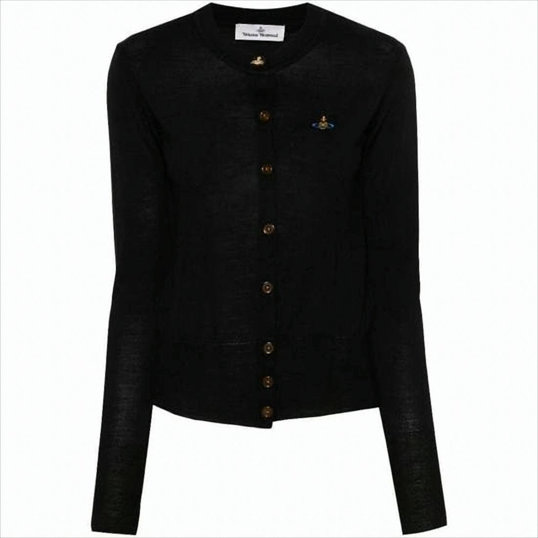 Vivienne Westwood Fitted Black Cardigan With Silk-Wool Blend