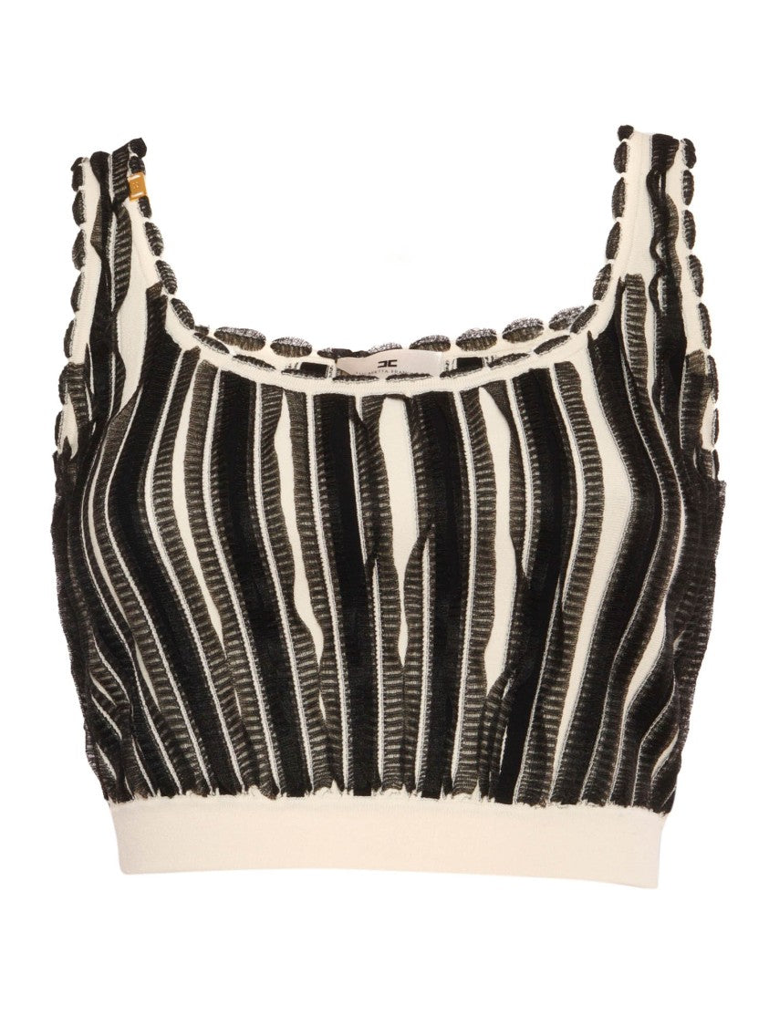 Elisabetta Franchi Cropped Top With Textured Stripes