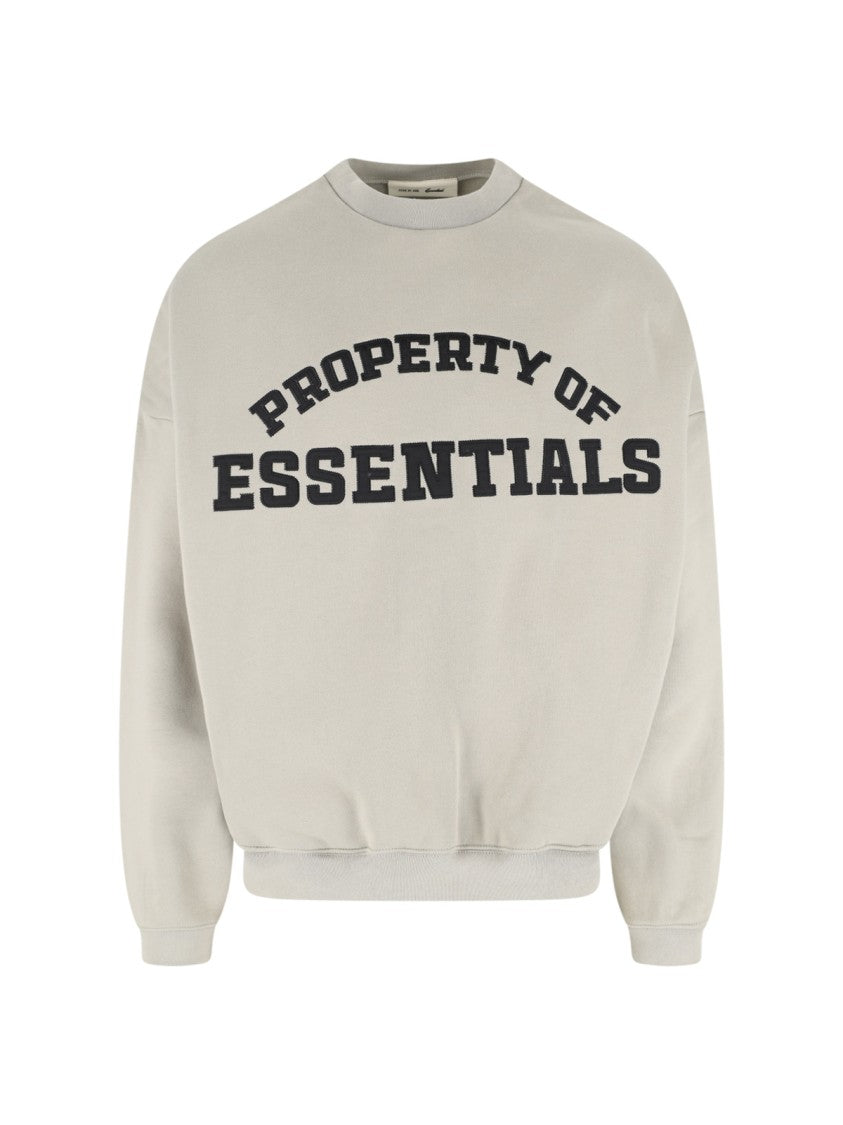 Fear Of God Essentials Black Relaxed Arched Logo Cropped Headed Sweatshirt