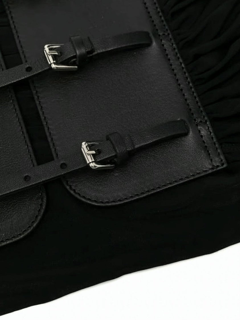 Paloma Wool Ruched Fabric Belt With Adjustable Leather Straps