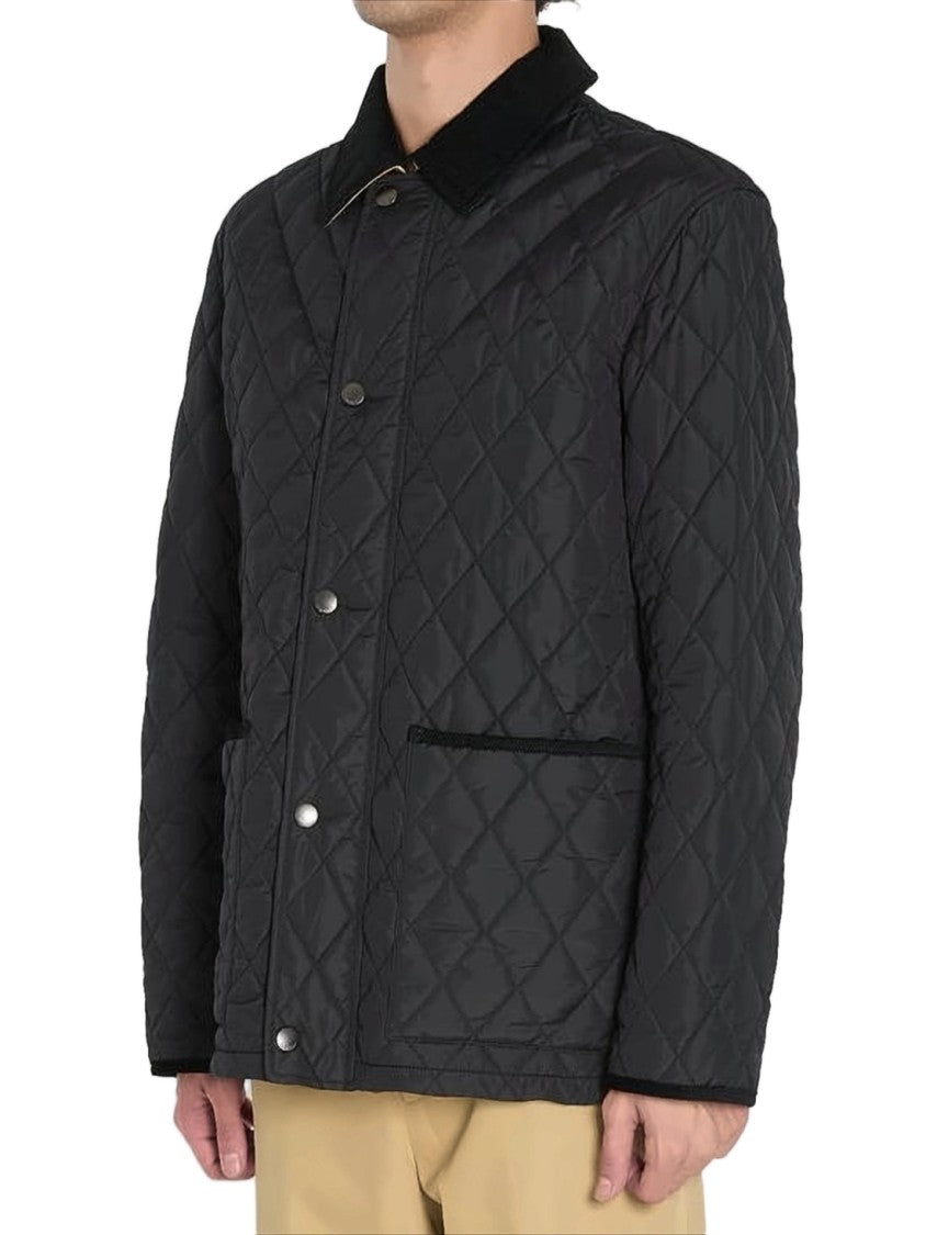 Burberry Diamond-Pattern Quilted Jacket With Contrasting Collar