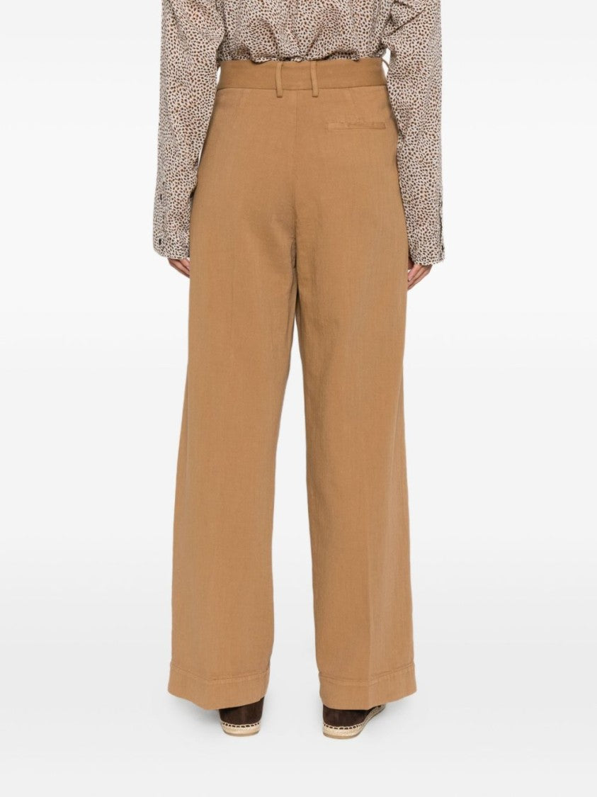 Forte Forte Beige Wide-Leg Trousers With Pleated Front