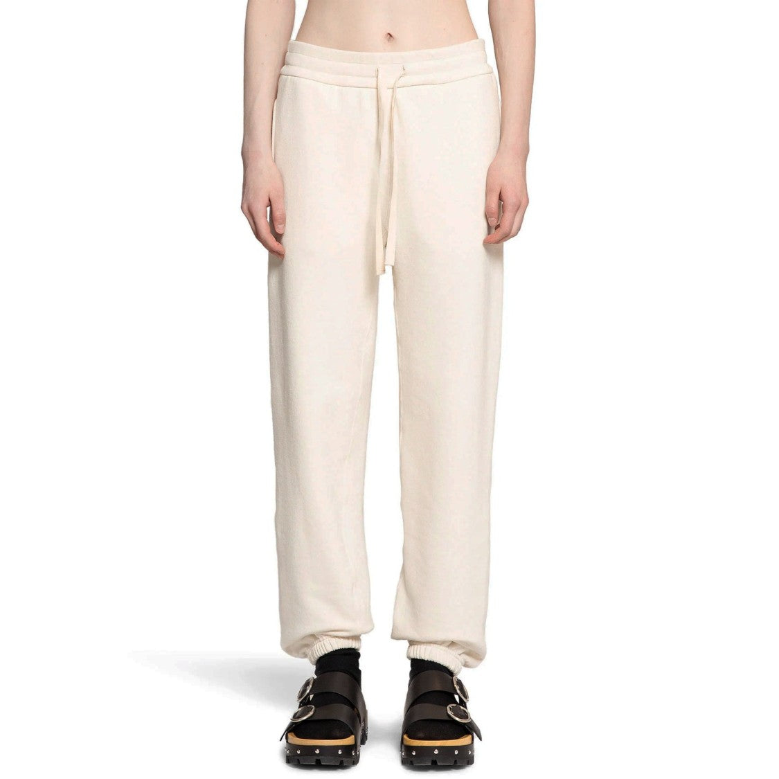 Jil Sander Ivory Cotton Jogger Pants With Drawstring And Elastic Cuffs