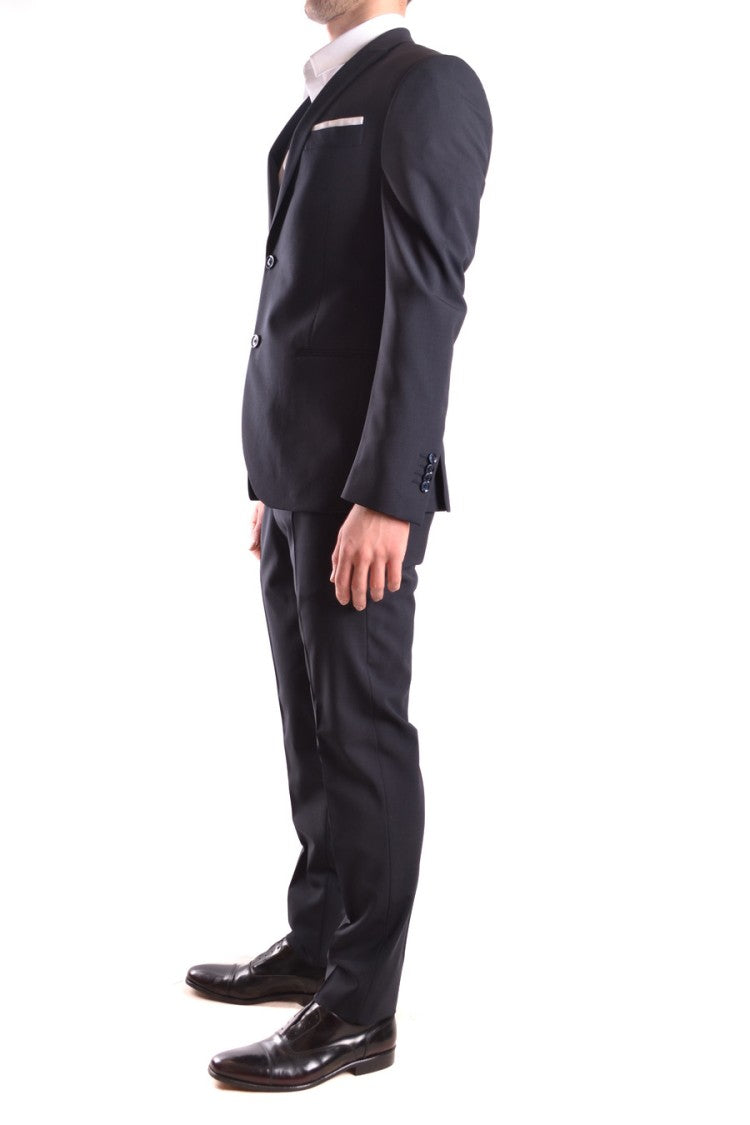 Daniele Alessandrini Tailored Dark Blue Jacket With Notch Lapels