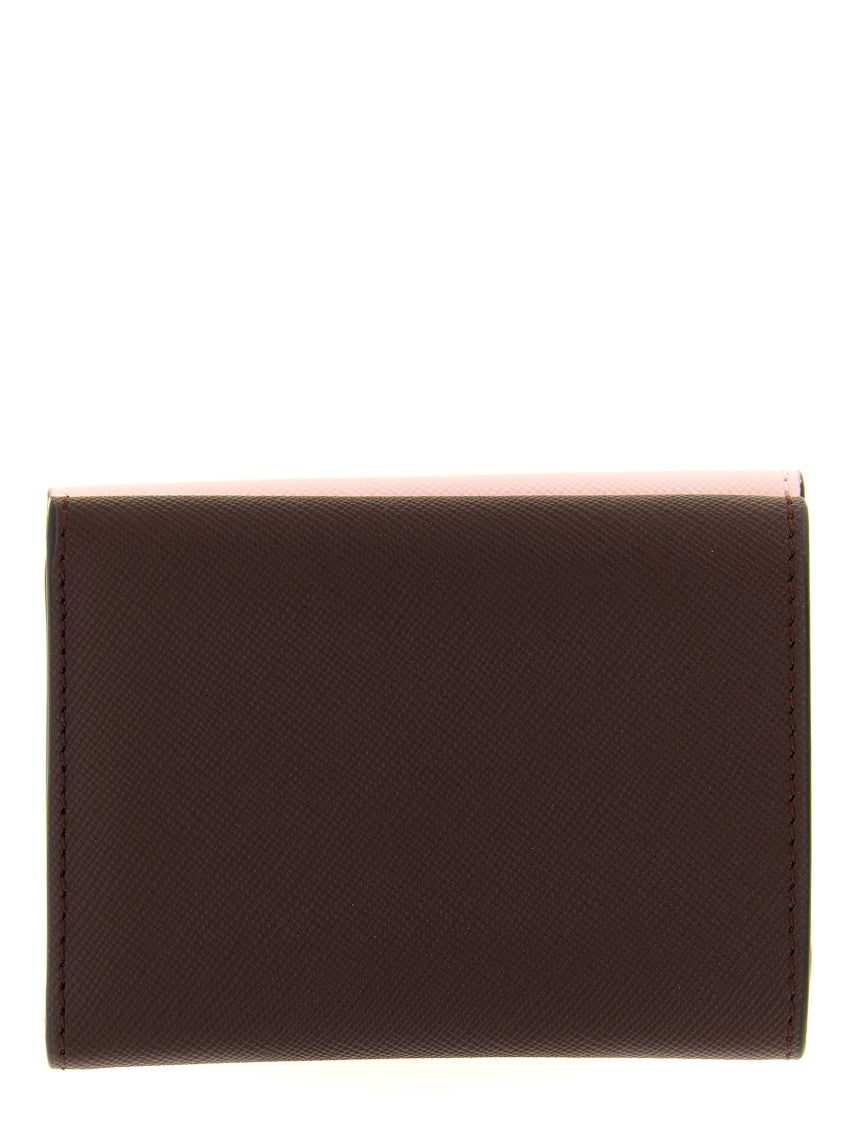 Marni Textured Saffiano Leather Trifold Wallet With Gold-Embellished Closure