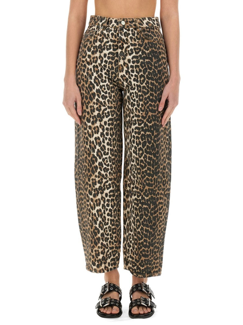 Ganni Leopard Print Denim "Stary" Jeans