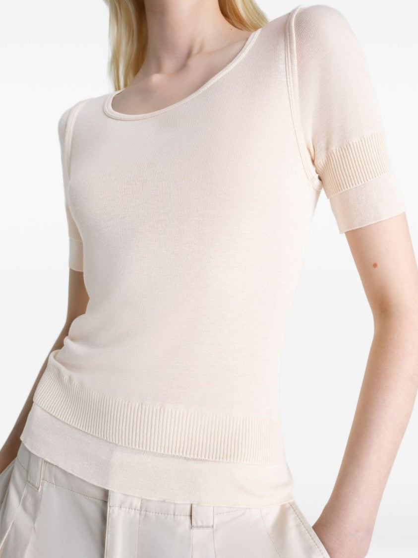 Lemaire Fitted Short-Sleeved Top With Scoop Neckline