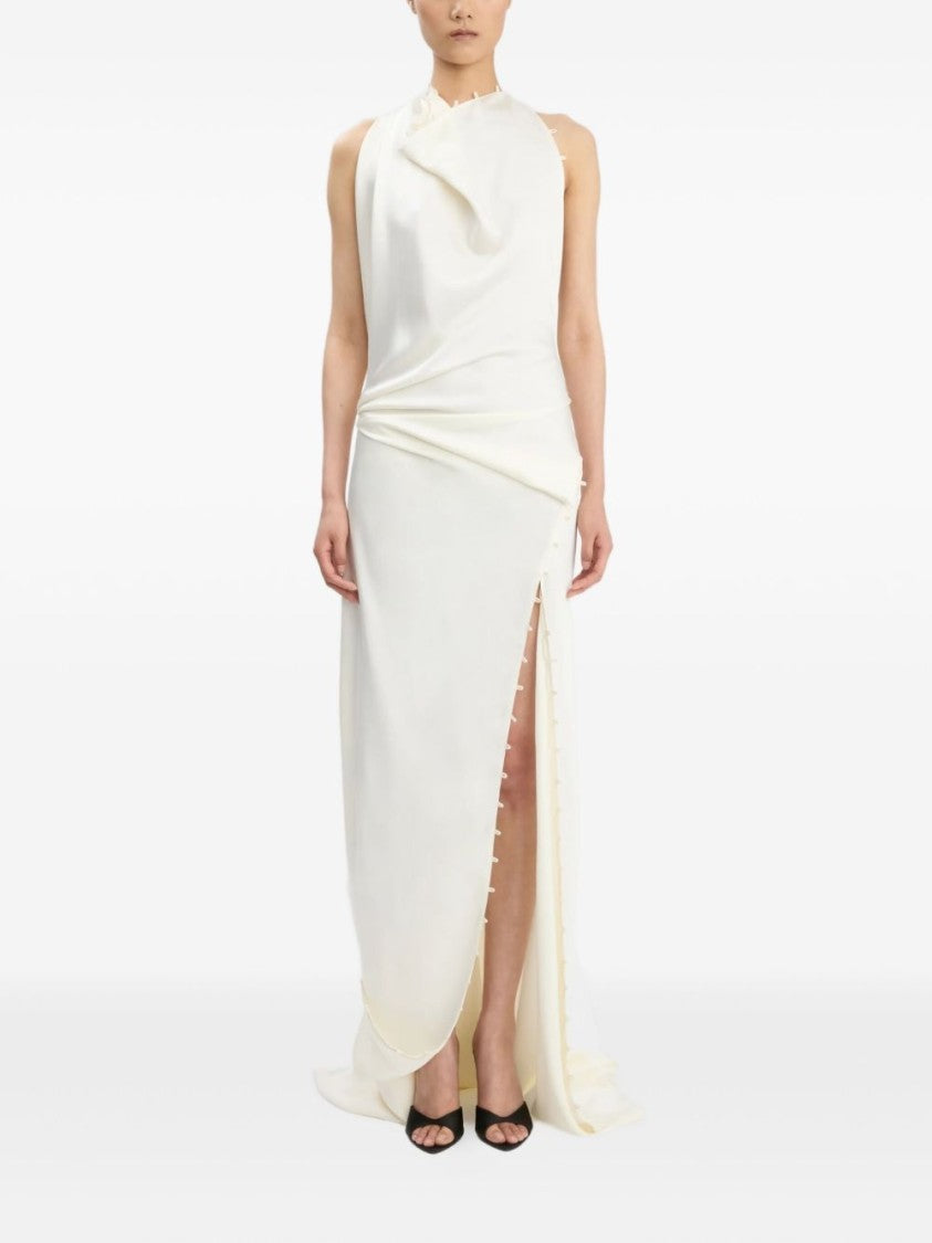 Victoria Beckham Long Sleeveless Dress With Rouleaux Detailing