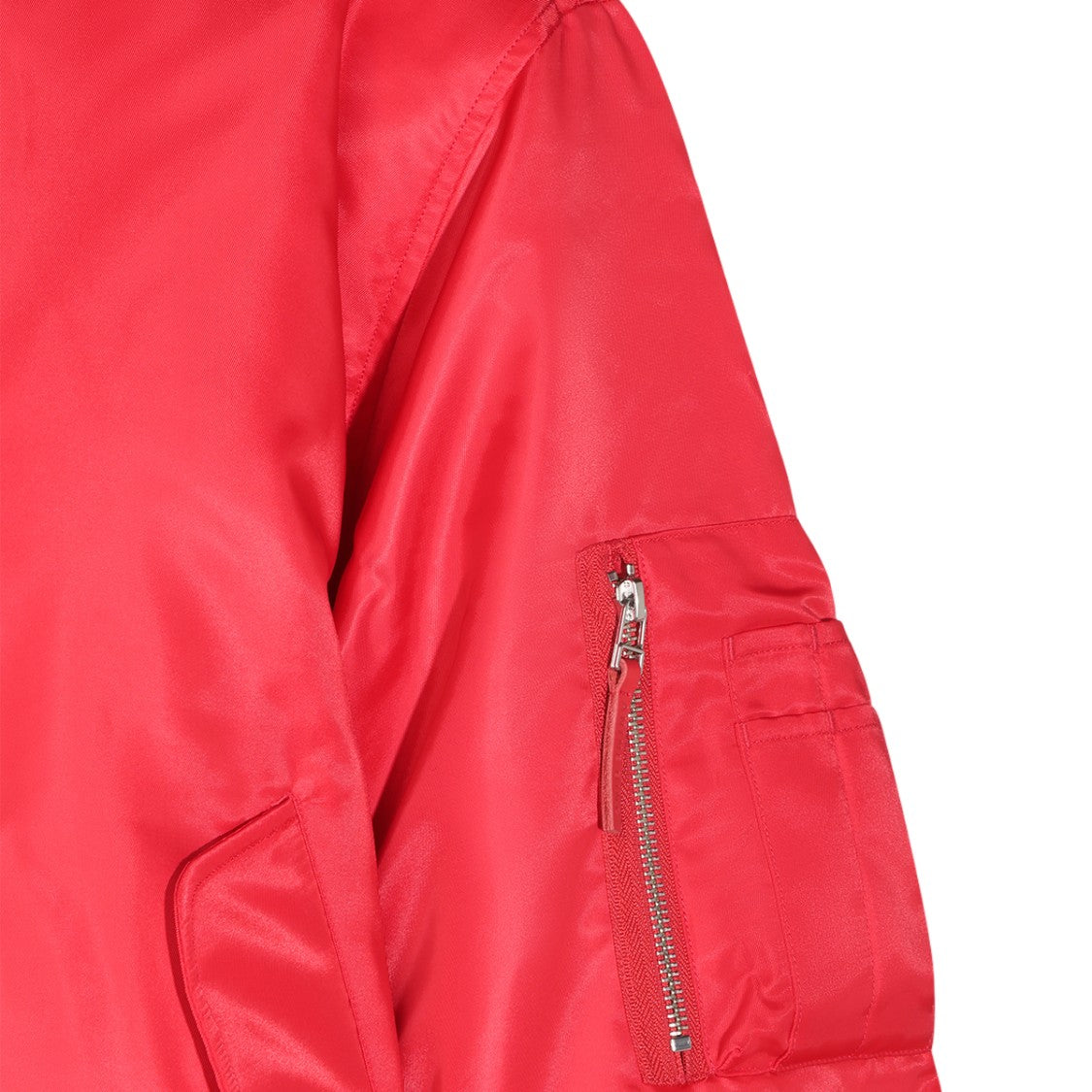 Anine Bing Classic Bomber Jacket With Vibrant Red Satin Finish