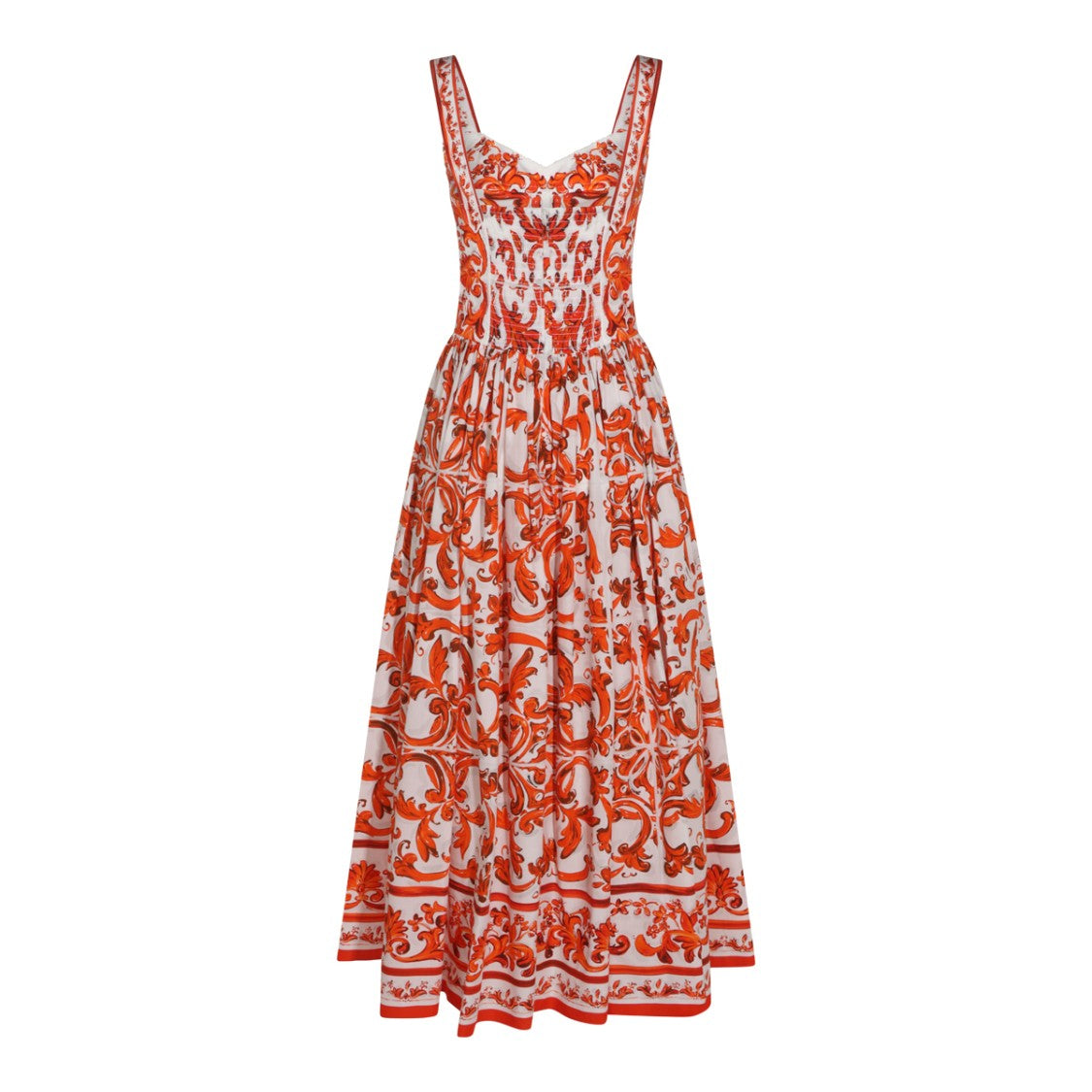 Dolce & Gabbana Fitted Midi Dress With Sweetheart Neckline And Baroque Floral Pattern