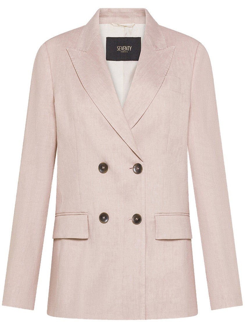 Seventy Venezia Muted Pink Tailored Double-Breasted Blazer