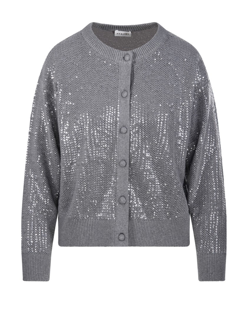 Parosh Shimmering Sequin-Embellished Cardigan With Relaxed Fit
