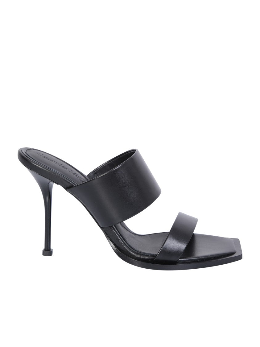 Alexander Mcqueen Black Slip-On Sandals With Stiletto Heel
