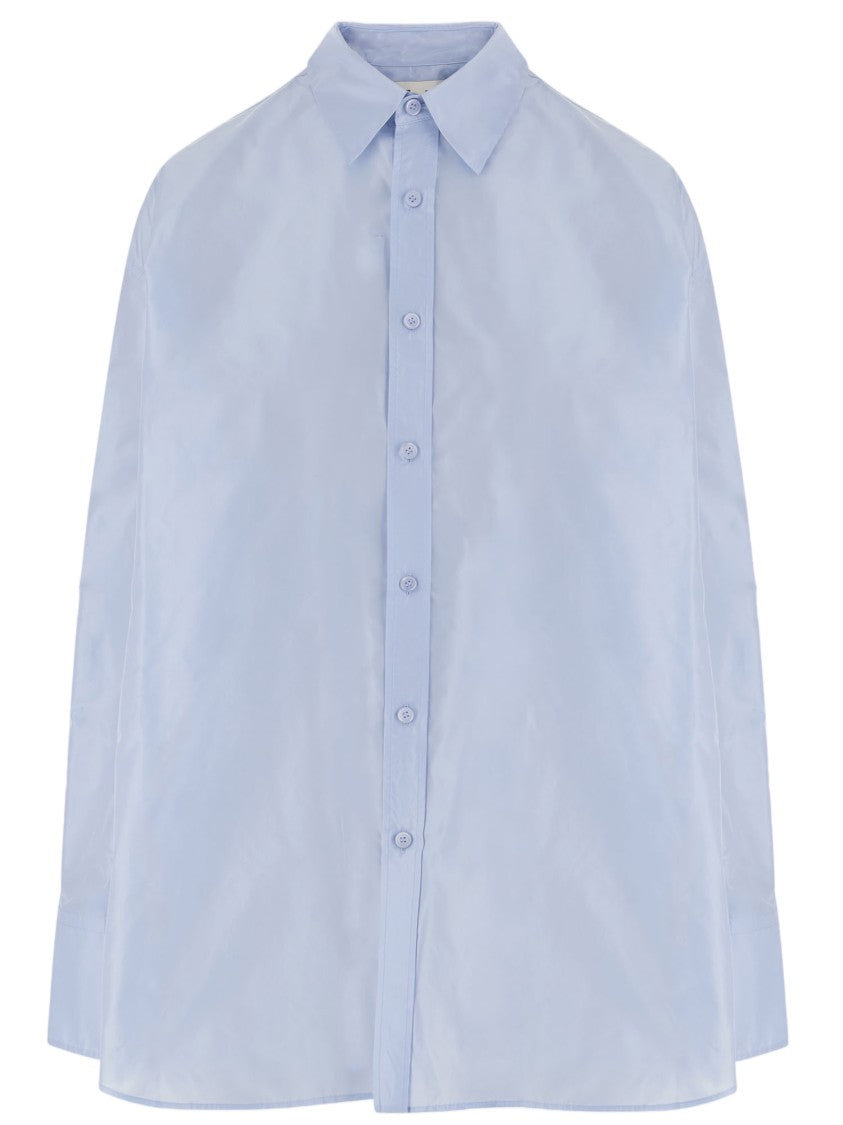 Carven Light Blue Oversized Classic-Collar Silk Shirt