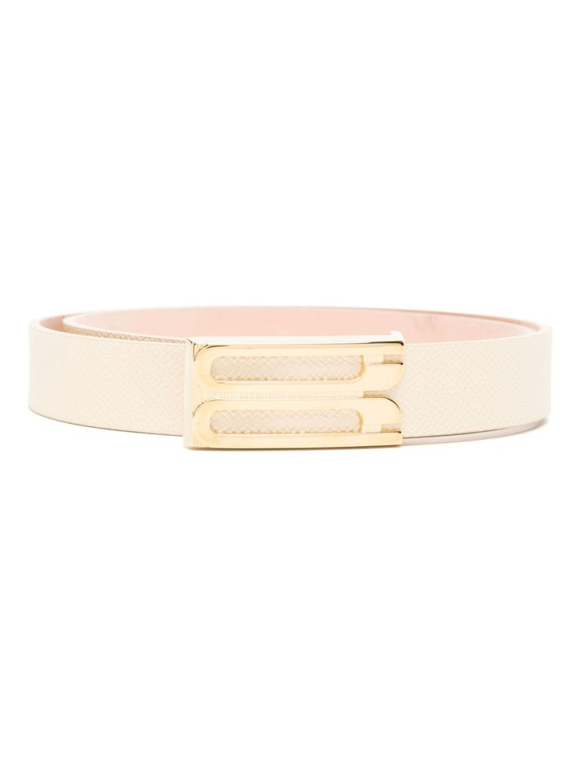 Victoria Beckham Ivory Grained Calfskin Belt