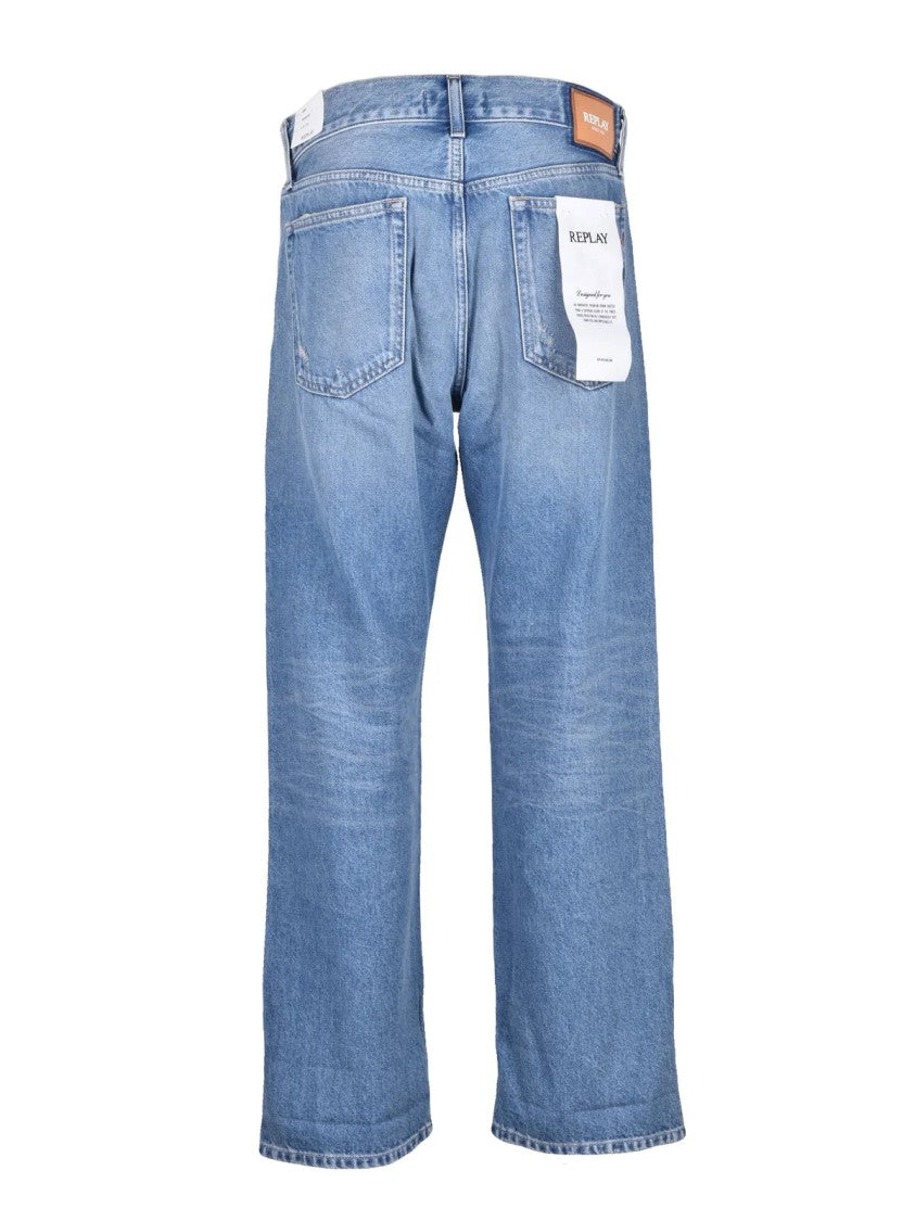 Replay Blue Cotton-Blend Stretch Jeans