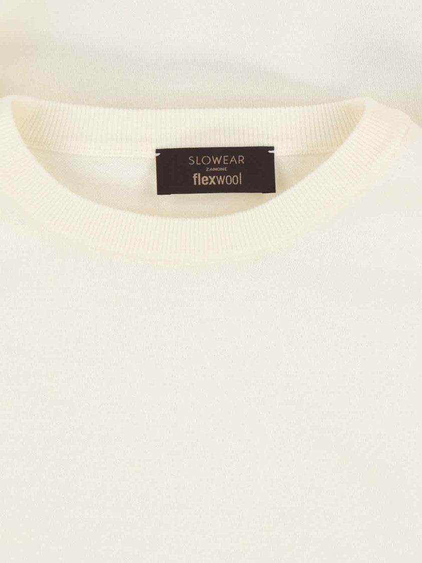 Zanone Minimalist White Sweater With Classic Crew Neckline