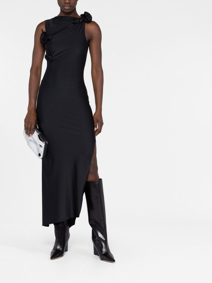 Coperni Black High Neck Floral Cut-Out Dress