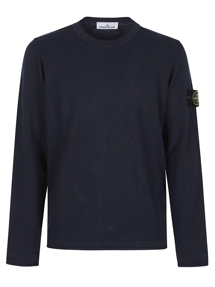 Stone Island Black Basic Logo Cotton-Blend Sweater