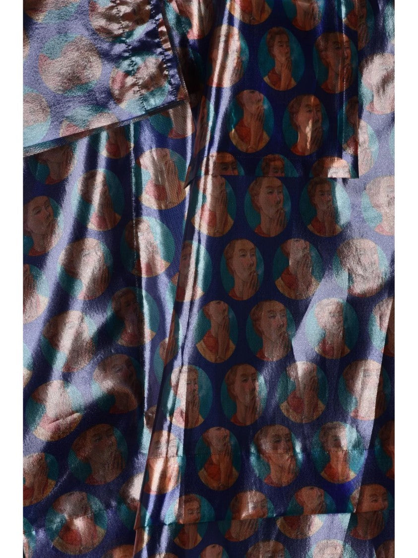 Tao Comme Des Garçons Brown/Purple Portrait Pattern Tulle Midi Skirt