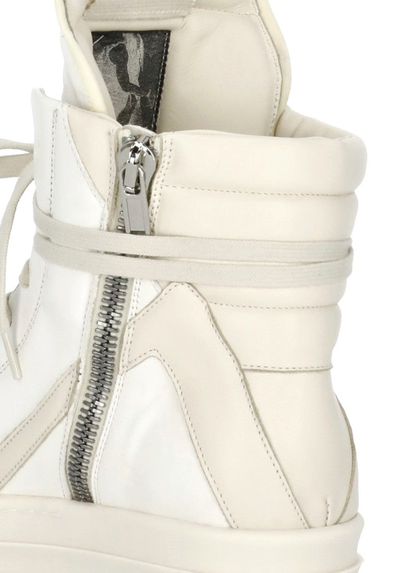 Rick Owens White High Profile Lace-Up Sneakers