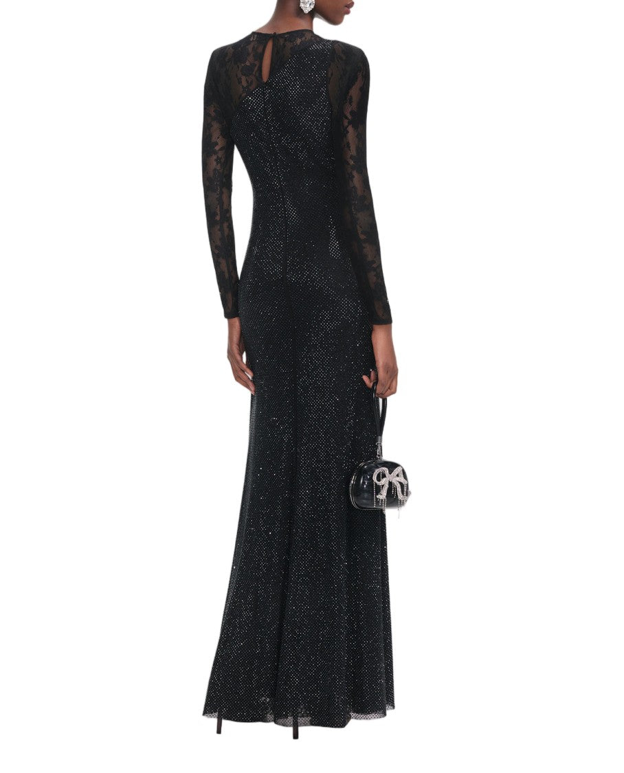 Self-Portrait Rhinestone-Embellished Lace Maxi Dress With Side Slit