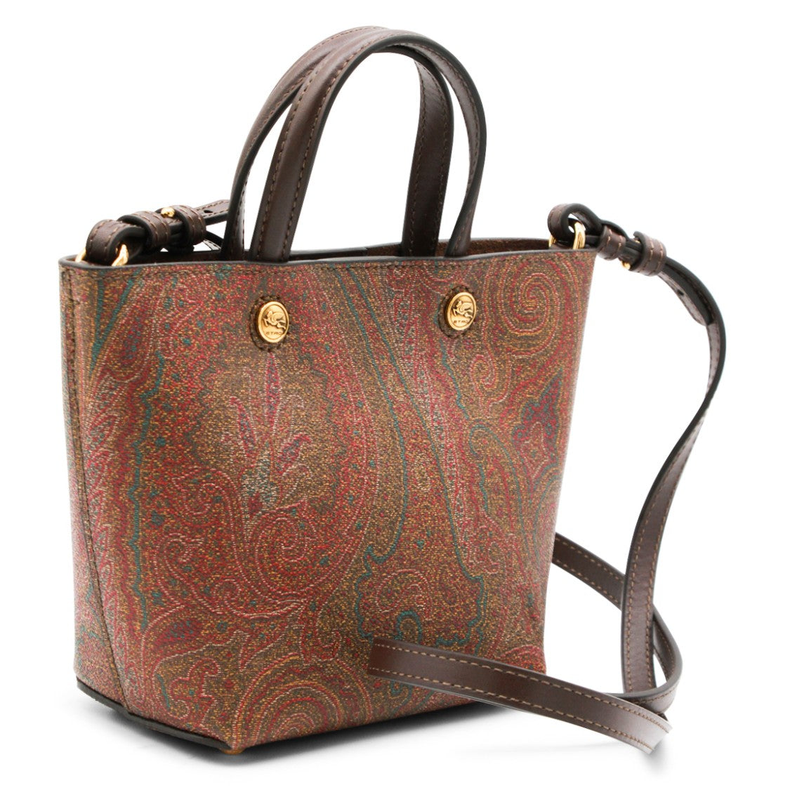 Etro Brown Paisley Print Crossbody Bag With Removable Strap