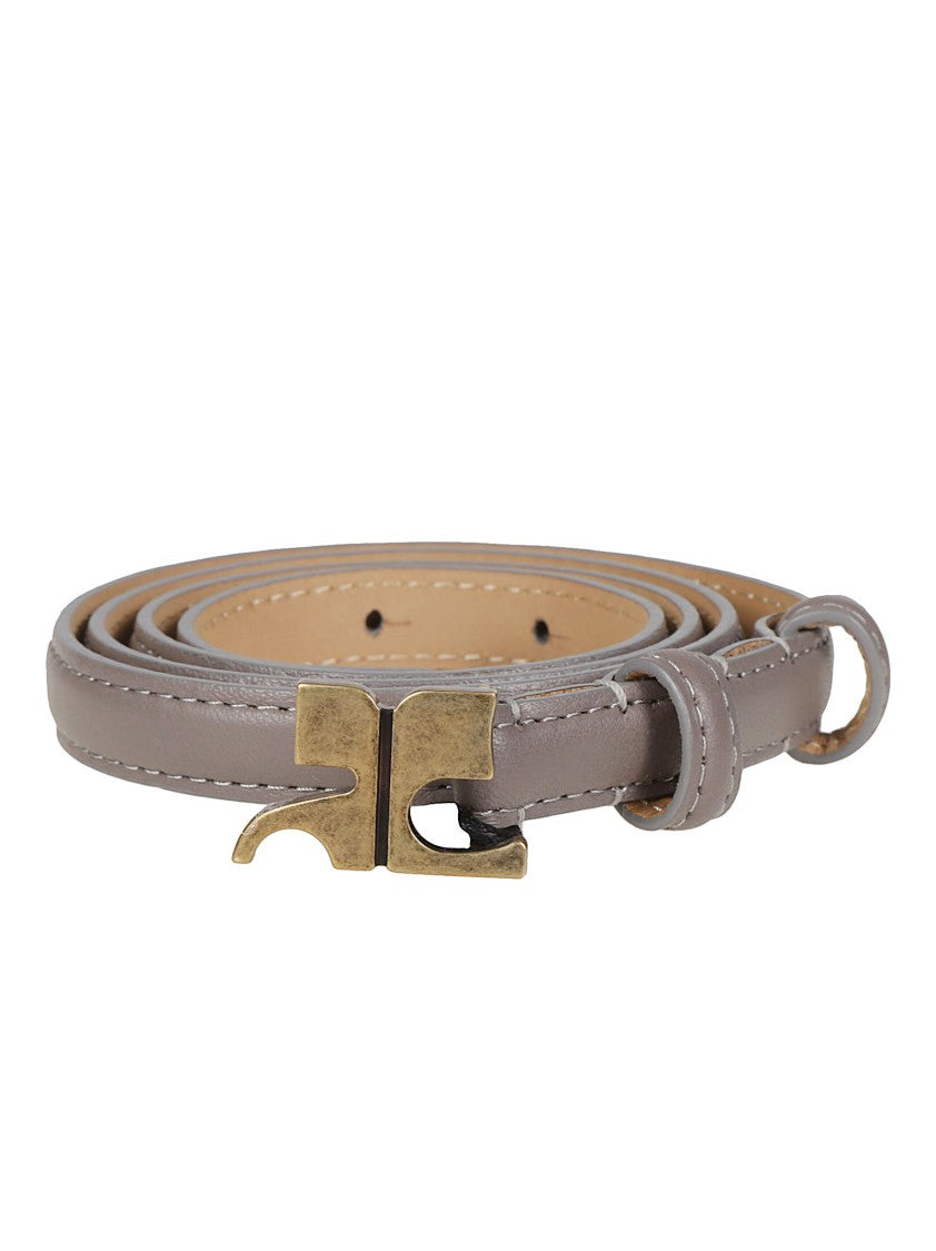 Courrèges Taupe Ac Slim Calf Leather Belt