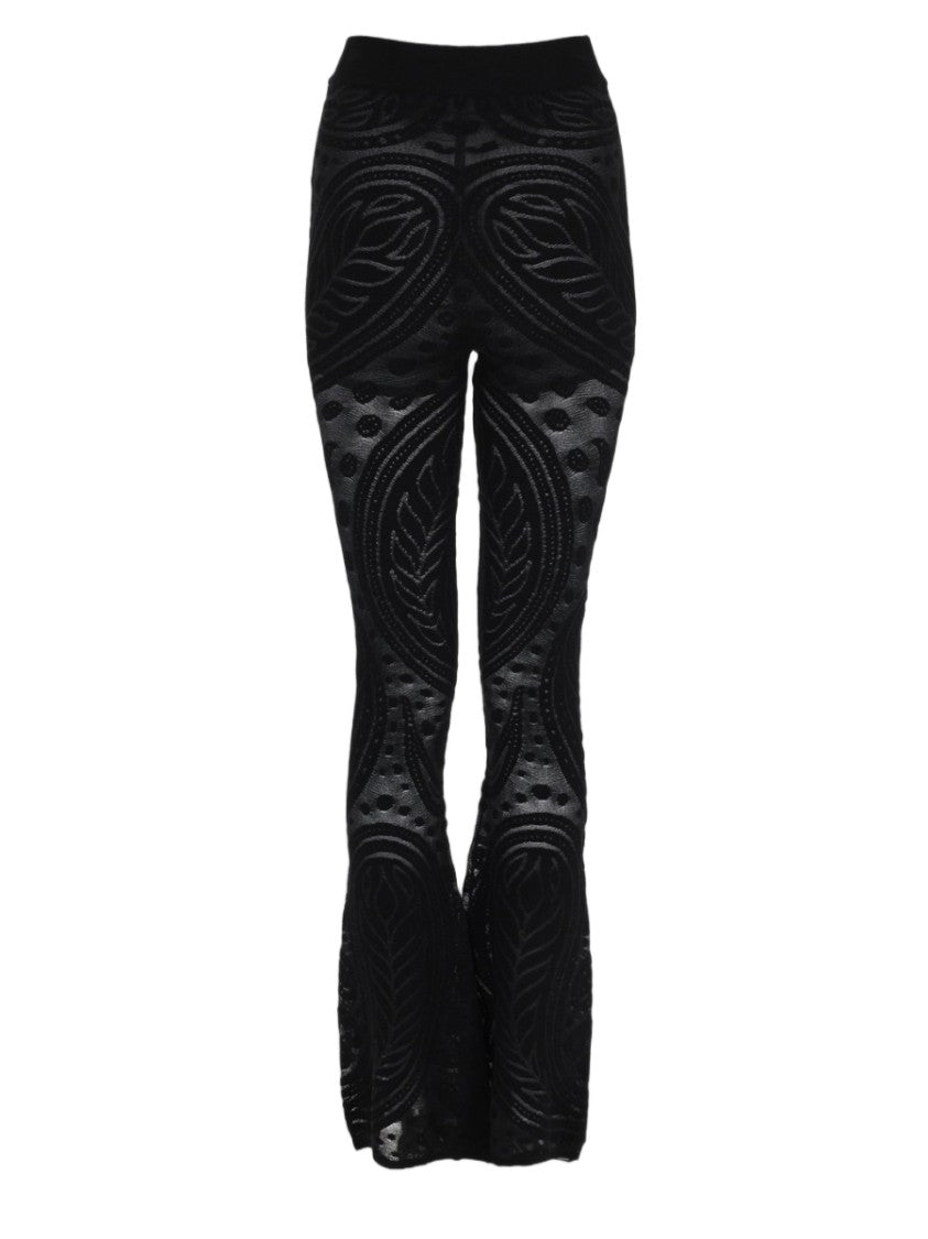 Etro Fitted Flared Trousers With Sheer Velvet Pattern