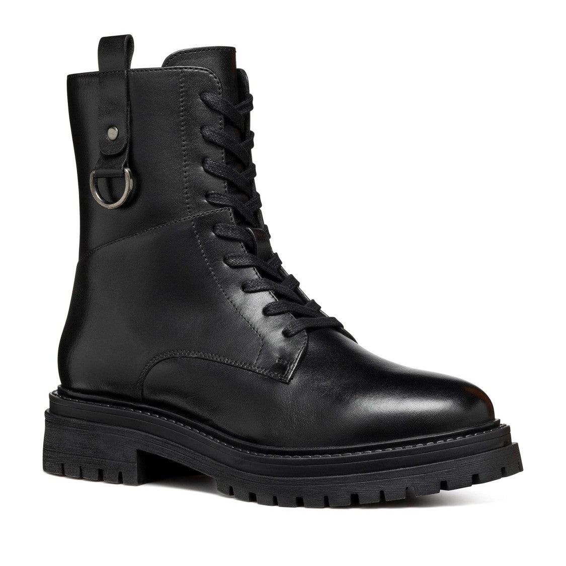 Geox Black Iridea Wool-Lined Lace-Up Leather Boots