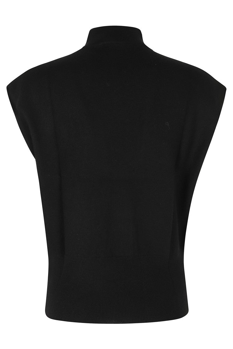 Semi Couture Short-Sleeved Black Angelica Sweater With Ribbed Trim