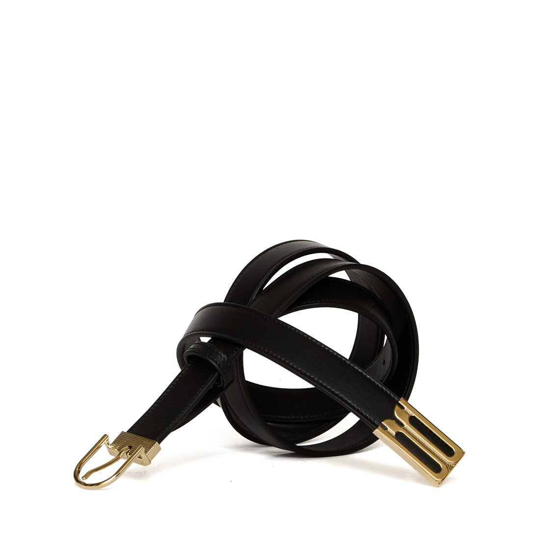 Victoria Beckham Gold Buckle Smooth Vitello Leather Belt