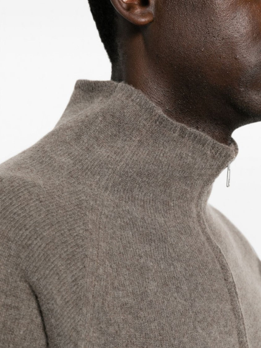 Our Legacy Full-Zip Merino Wool High-Collar Sweater