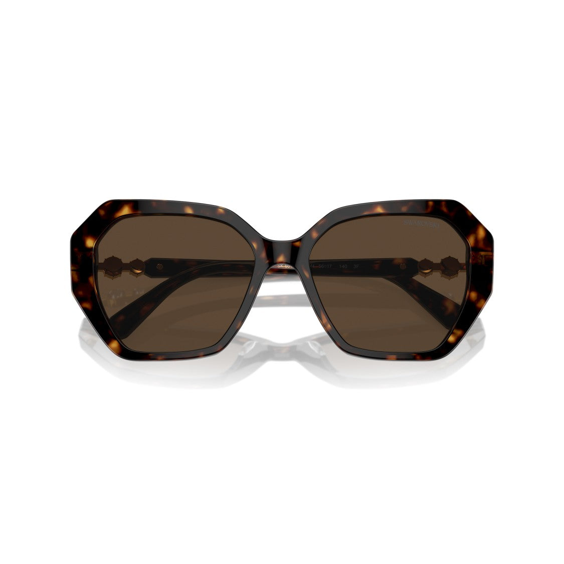 Swarovski 0Sk6017 Oversized Geometric Tortoiseshell Sunglasses With Crystal Accents