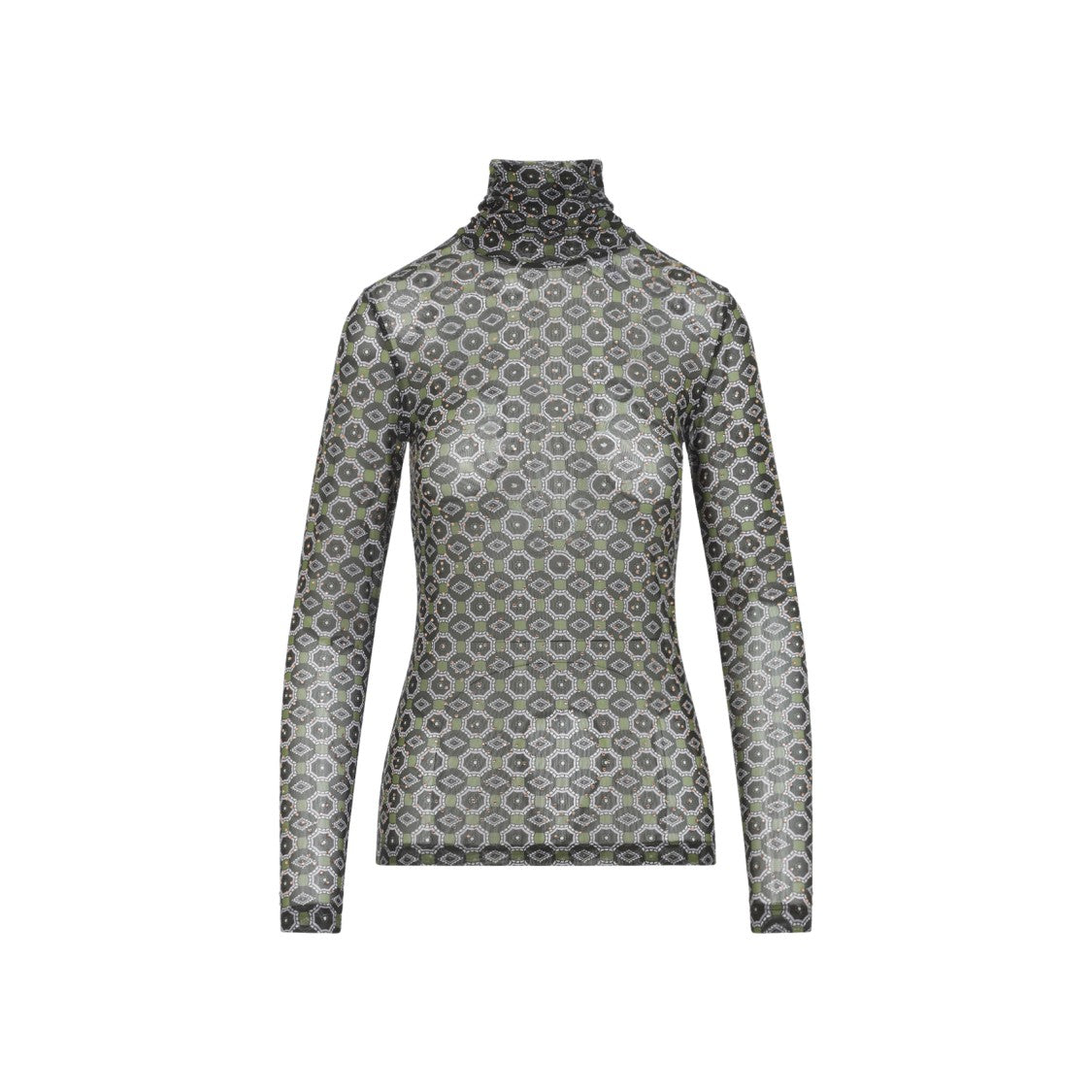 Dries Van Noten Geometric Patterned Long-Sleeve Turtleneck Top