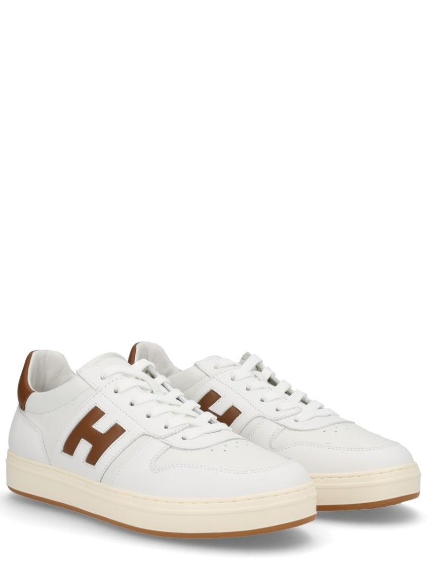 Hogan White H Logo Leather Accent Sneakers