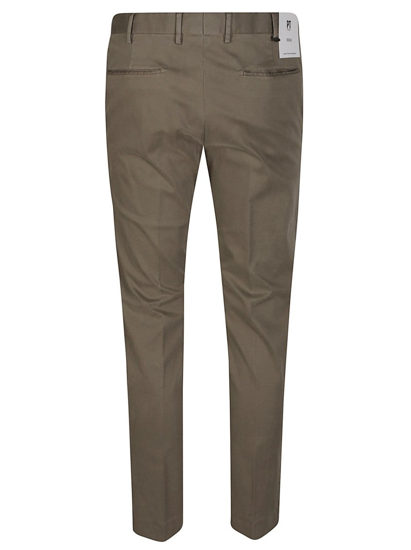 Pt Torino Dieci Slim Tailored Brown Stretch-Cotton Pants